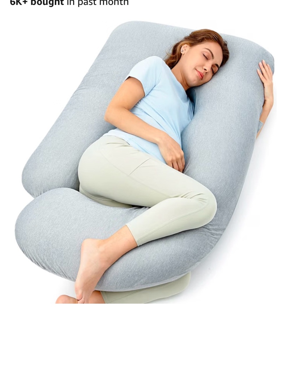 MomCozy Full-Length Maternity & Support Pregnancy Pillow - Gray Cooling cover